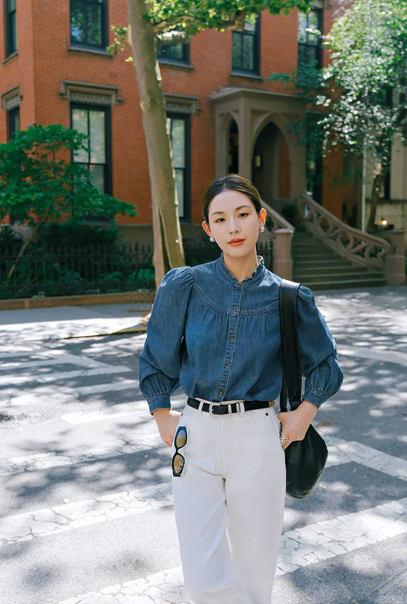 Bethany Denim Blouse - Indigo | Petite Studio NYC