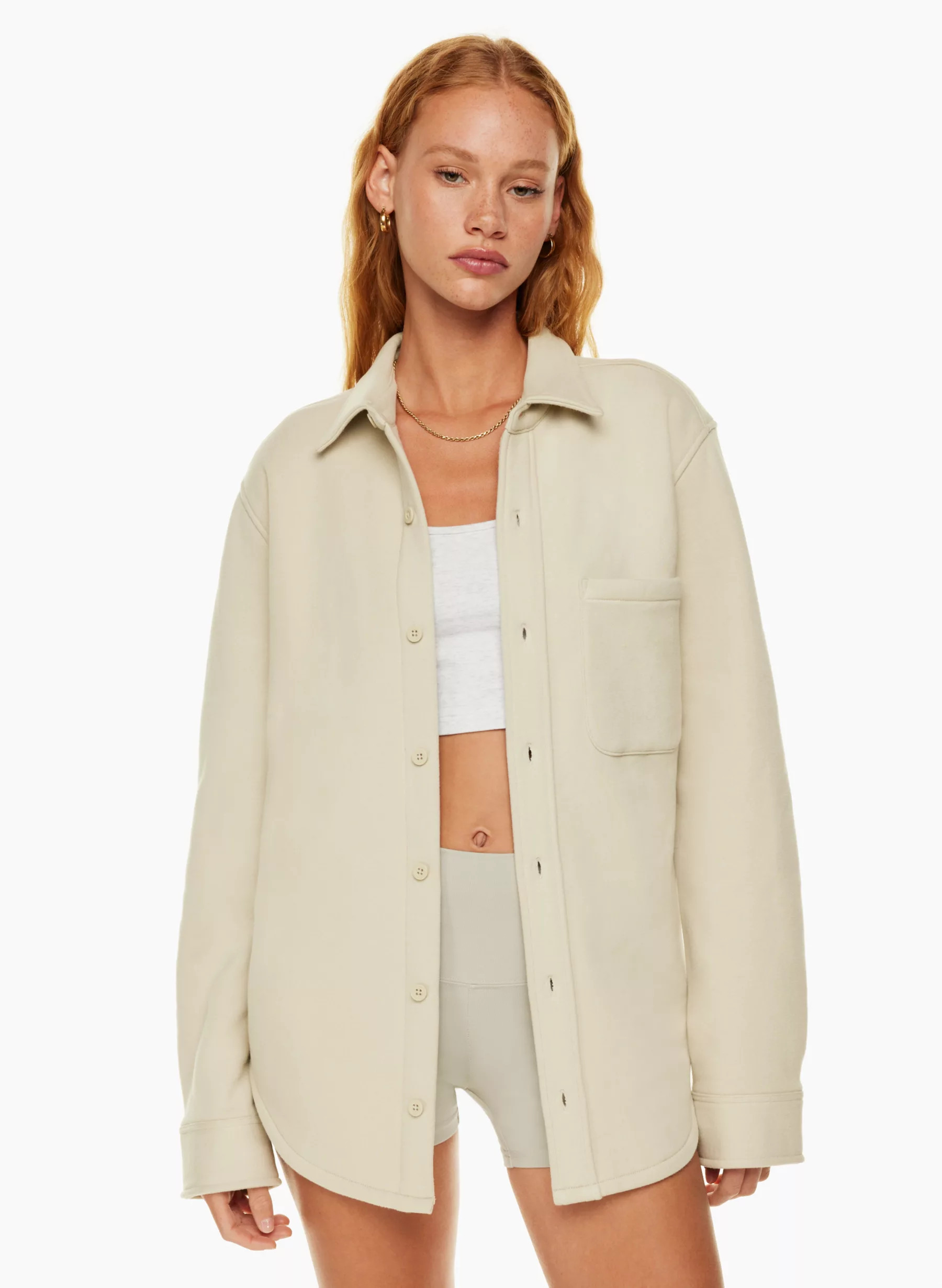 COZY FLEECE BOYFRIEND SHIRT | Aritzia