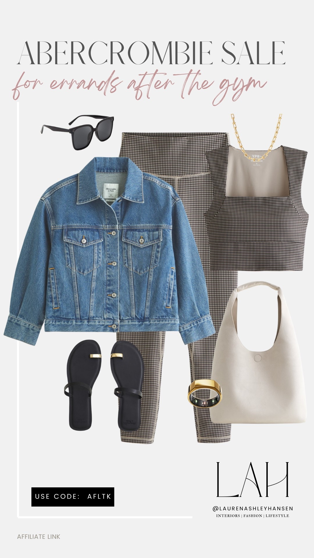 The perfect outfit for running errands after the gym!! Throw on your favorite oversized denim jacket and sandals. These Abercrombie finds are 25% off with code AFLTK and up to 30% off select styles! Save now through tomorrow 3/18!! 

#LTKFindsUnder100 #LTKStyleTip #LTKSpringSale