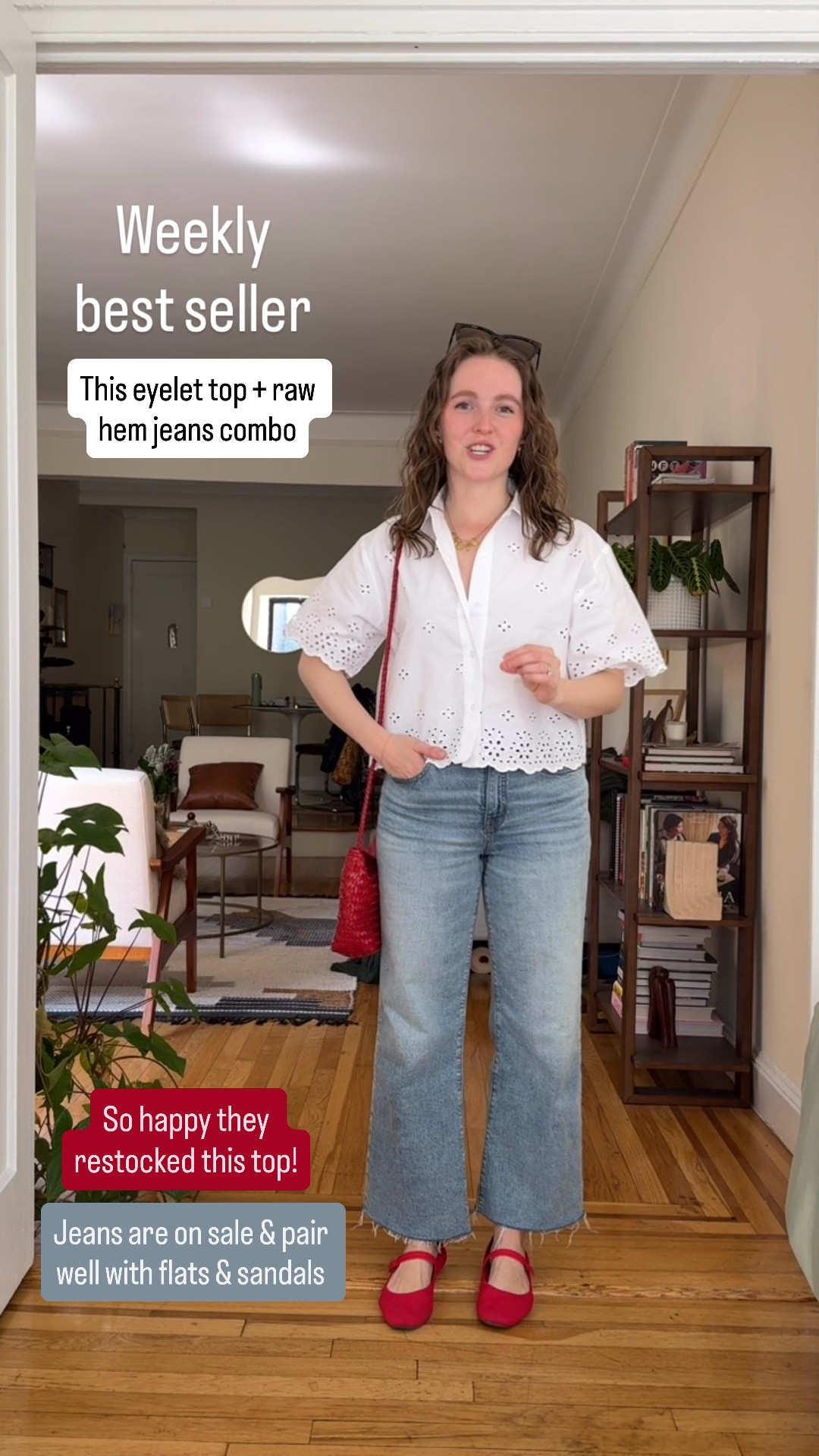Weekly best seller. This under $30 eyelet top is back in stock! Pairs so well with these raw hem jeans. Wearing size 25. On sale

#LTKSaleAlert #LTKPetite