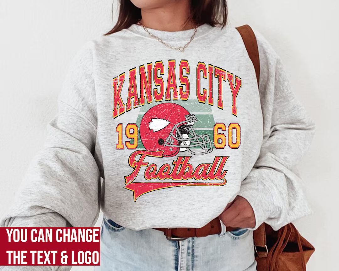 Kansas City Football Sweatshirt , Kansas City Football Shirt , Vintage Style Kansas City Football... | Etsy (US)