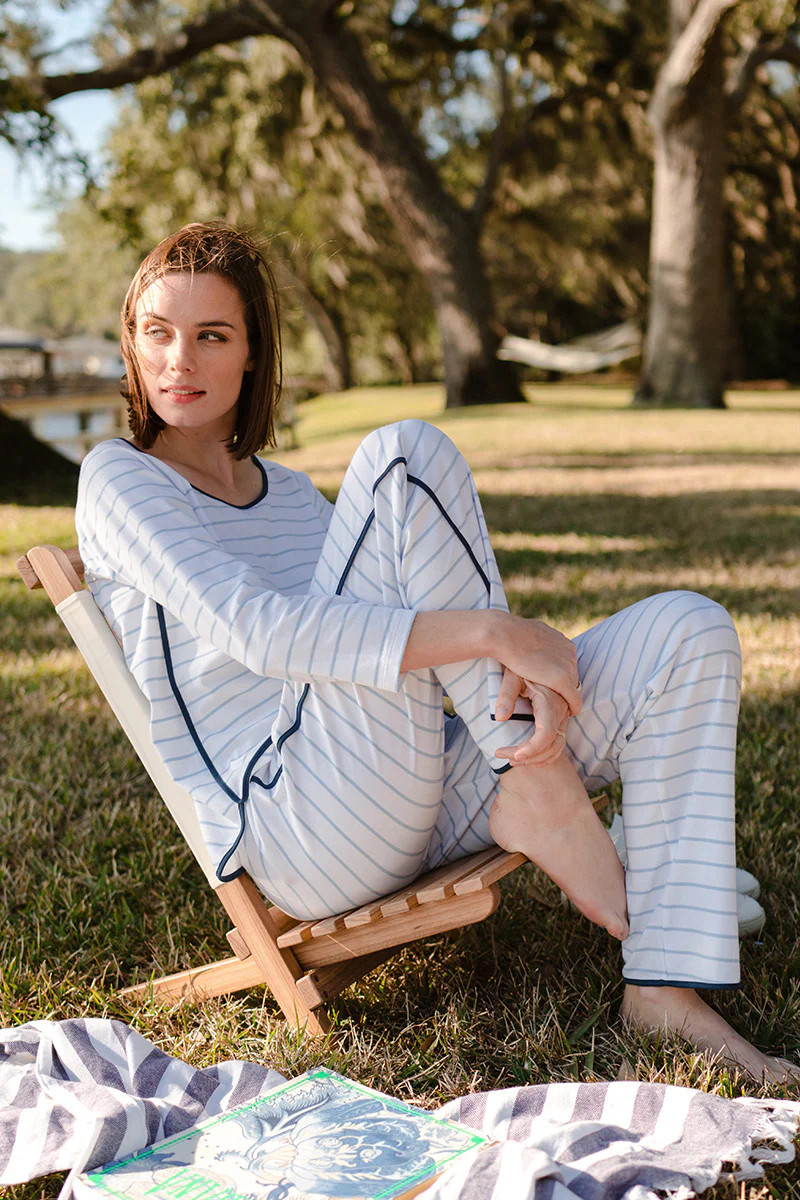 Pima Long-Long Set in Marine | Lake Pajamas