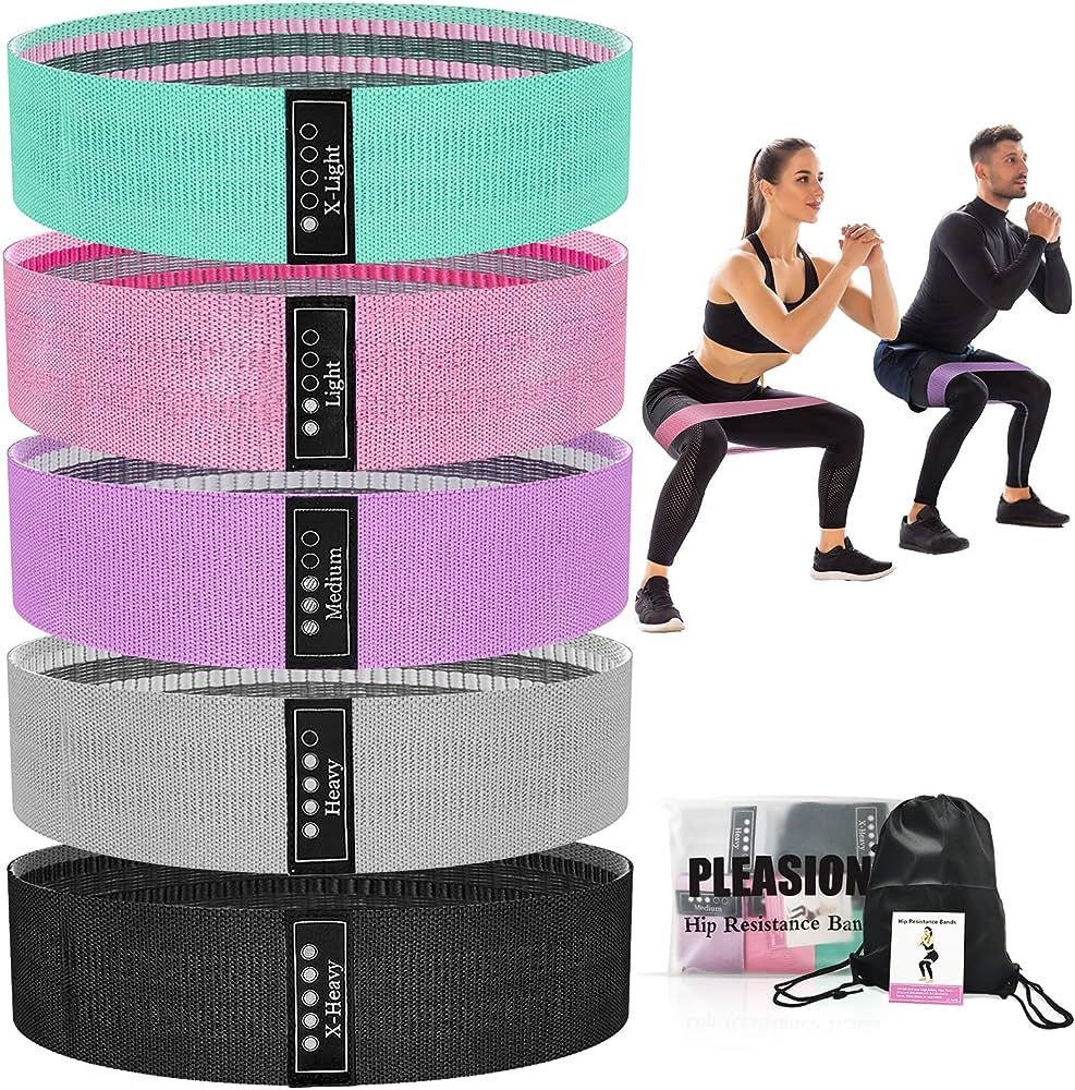 Fabric Resistance Bands for Working Out, 5 Levels Booty Bands for Women Men, Cloth Workout Bands ... | Amazon (US)