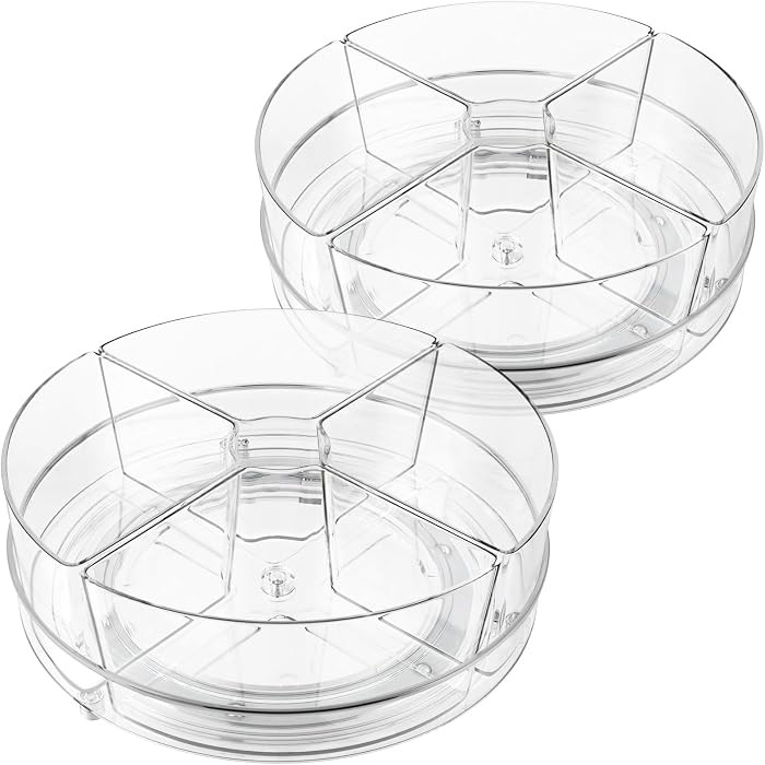 2 Pack Lazy Susan Organizer, 9 inch Rotating Storage Organizer with Bins | Amazon (US)