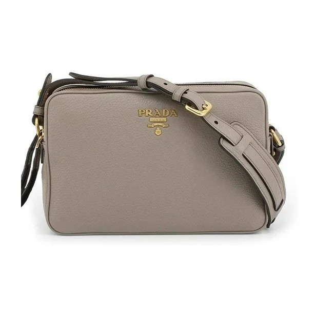 New Prada Argilla Grey Vitello Phenix Leather Double Zip Crossbody Bag 1BH079 - Walmart.com | Walmart (US)