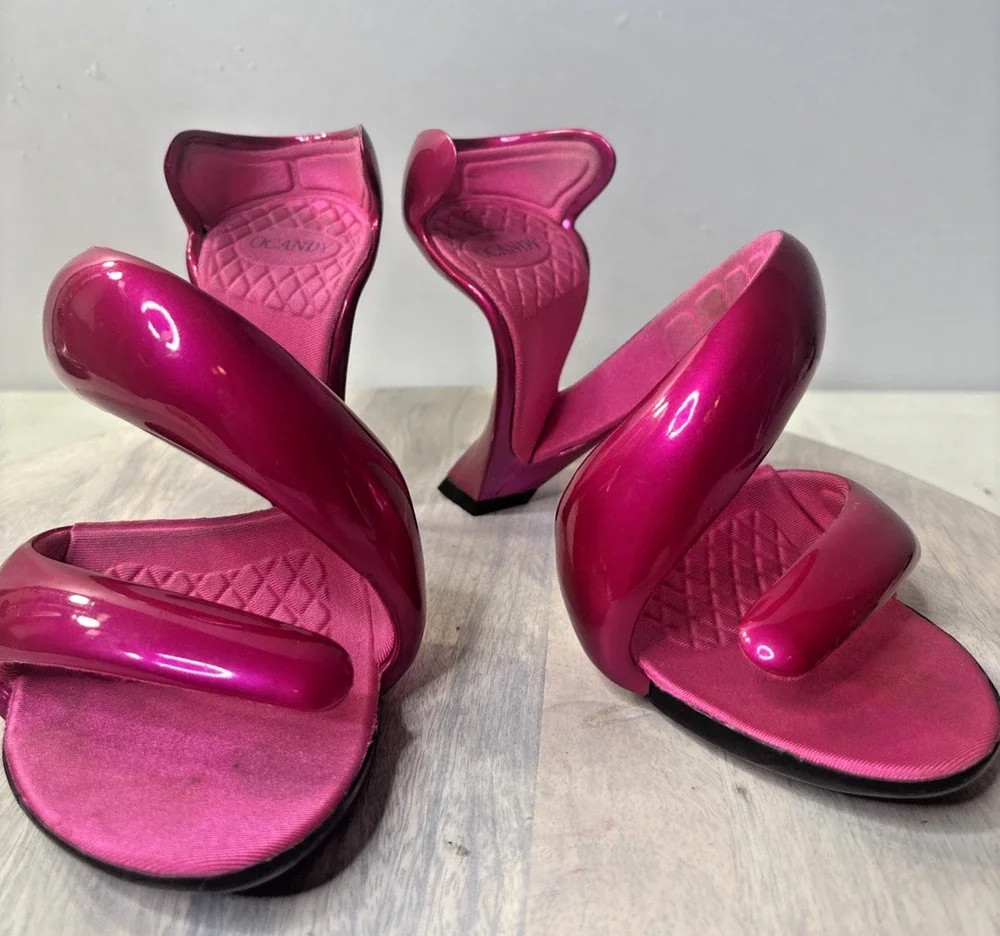 OCandy Mojito Style Heels Pink Magenta Sculptural Swirl Sandals Women's 8.5 | Poshmark