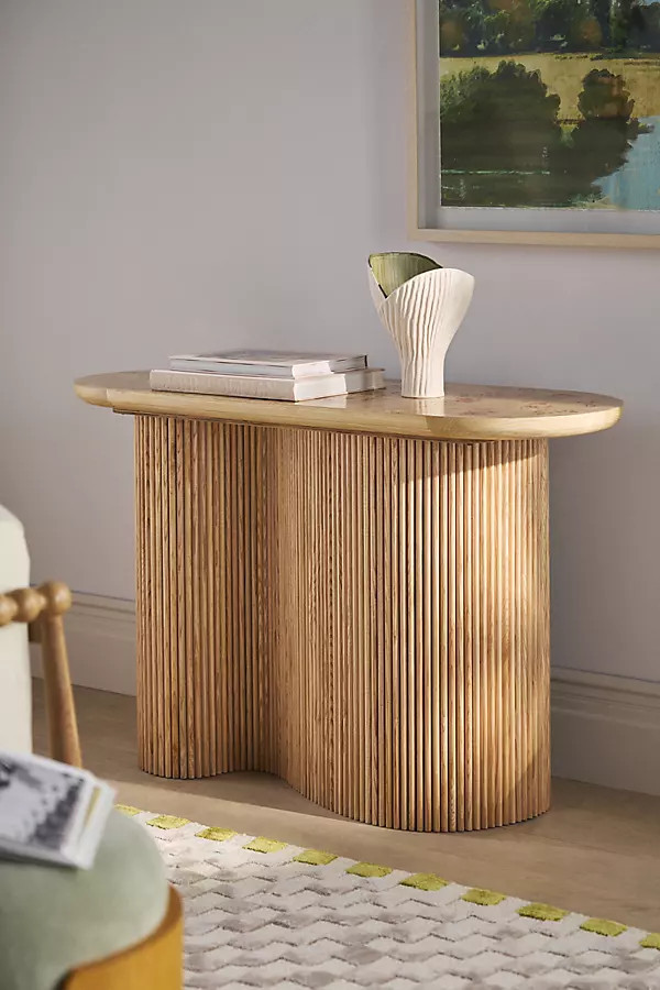 Scout Burl Wood Fluted Console Table | Anthropologie (US)
