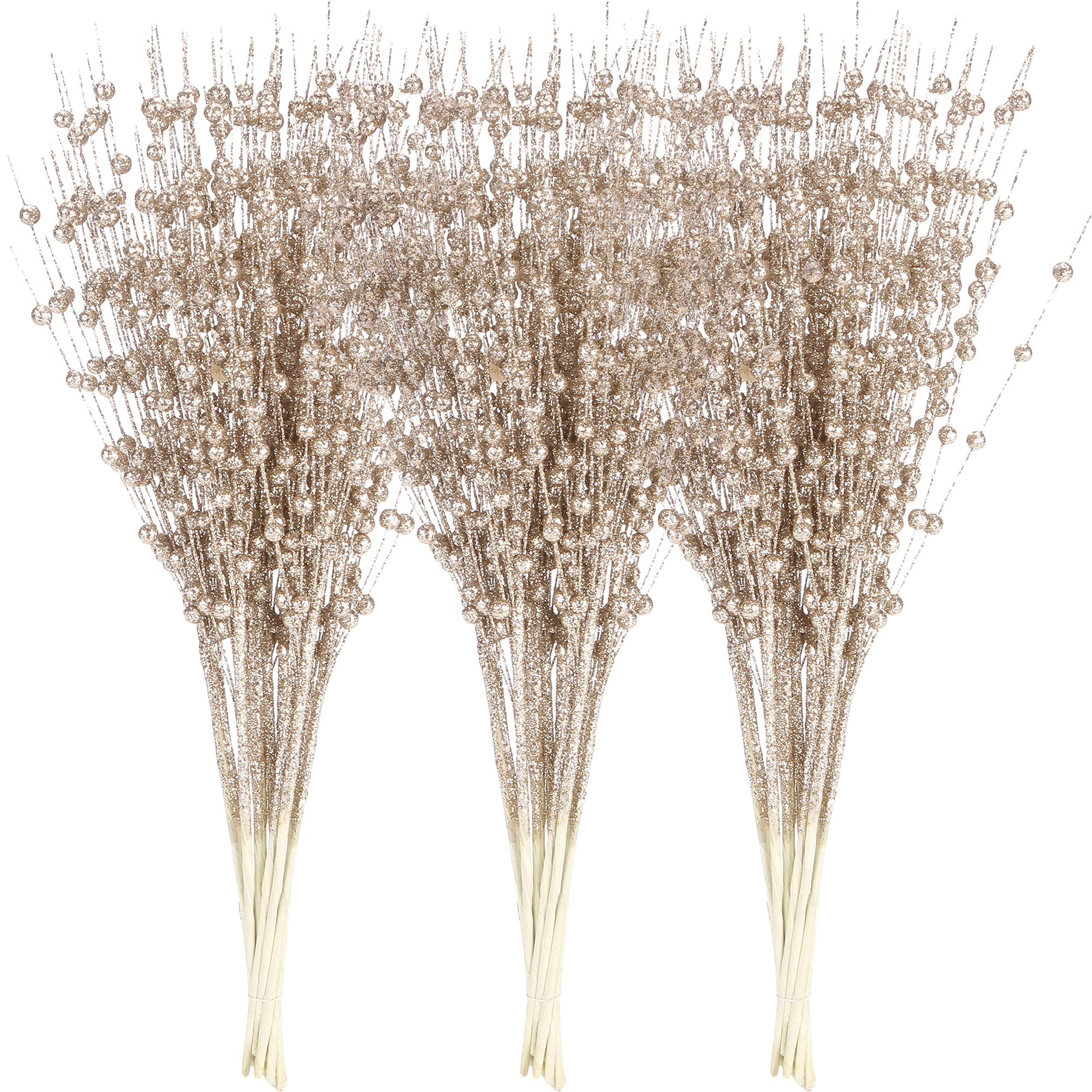 Sea Team 24-Pack Artificial Glitter Berry Stem Ornaments, Decorative Bead Sticks, Glittery Twigs,... | Amazon (US)