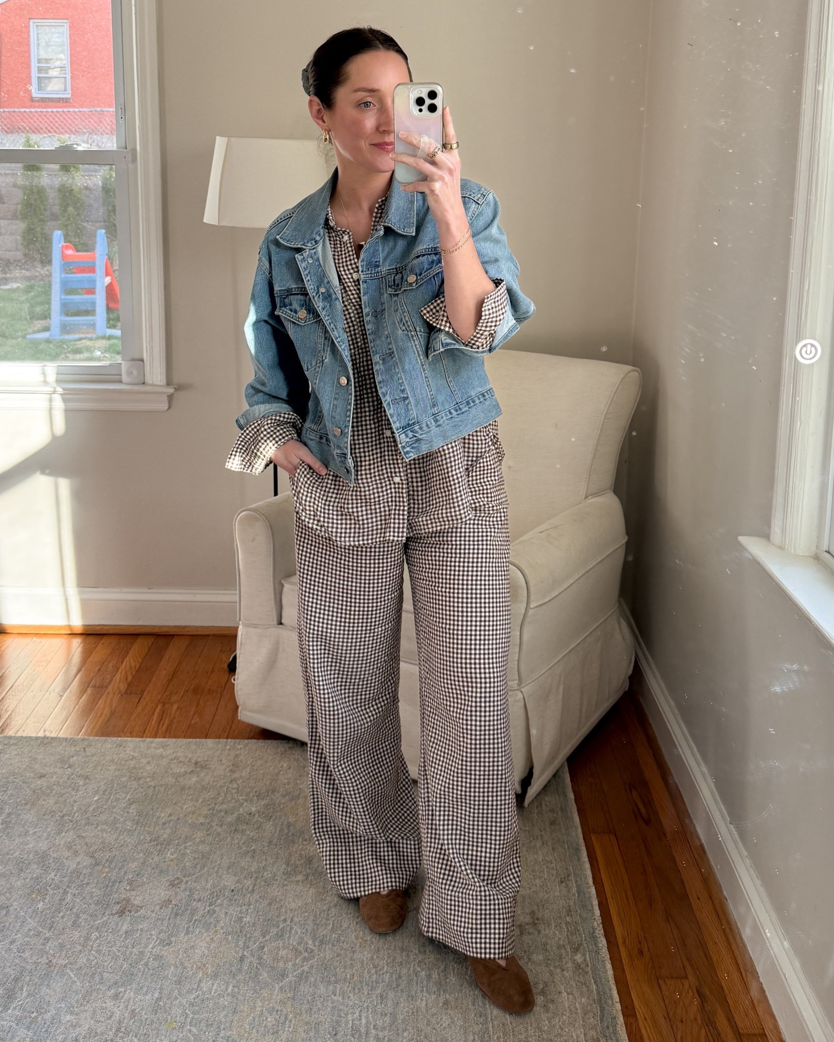 Wearing small linen top and XS pants. Jacket is old.