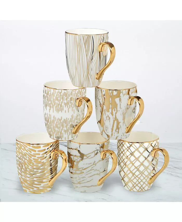 Certified International Matrix 6-Pc. Gold Plated Mugs - Macy's | Macy's