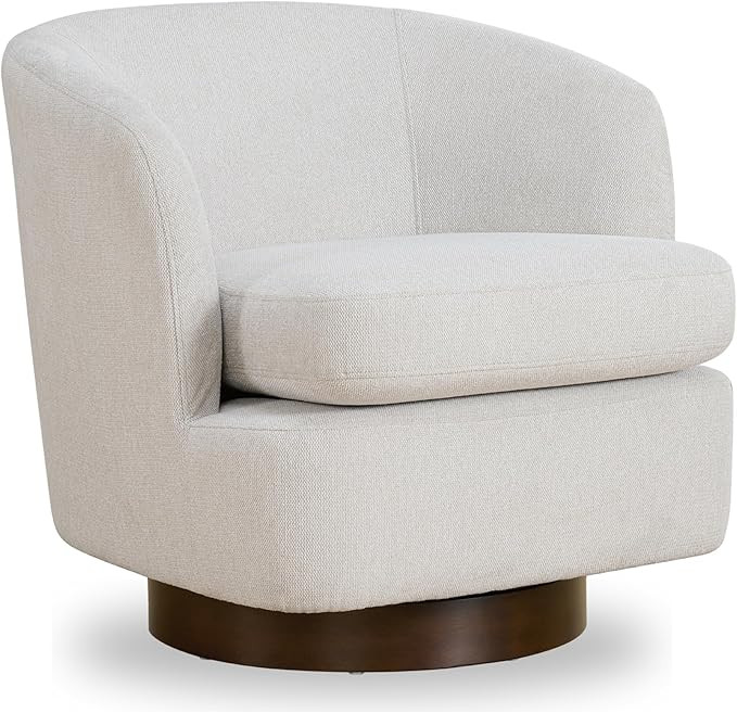 Cream Swivel Accent Chair for Reading | Wood Base | Bedroom, Living Room | Waiting, Reading | Amazon (US)