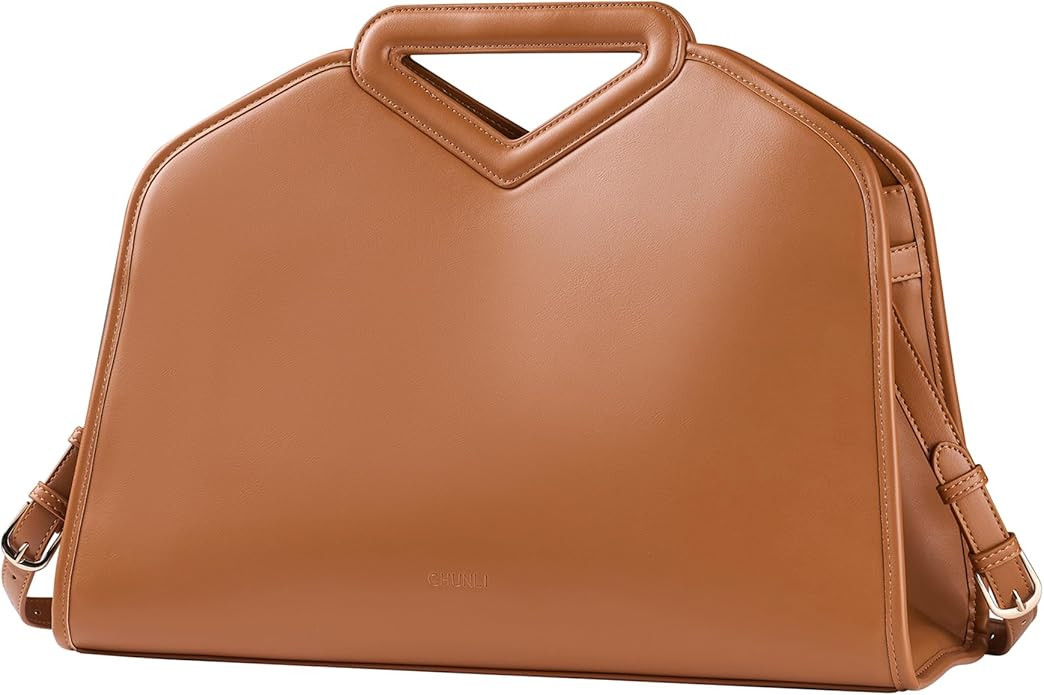 CHUNLI 15.6 Inch Laptop Bag for Women, Waterproof Tote Computer Bag for Work Business, PU Leather... | Amazon (US)