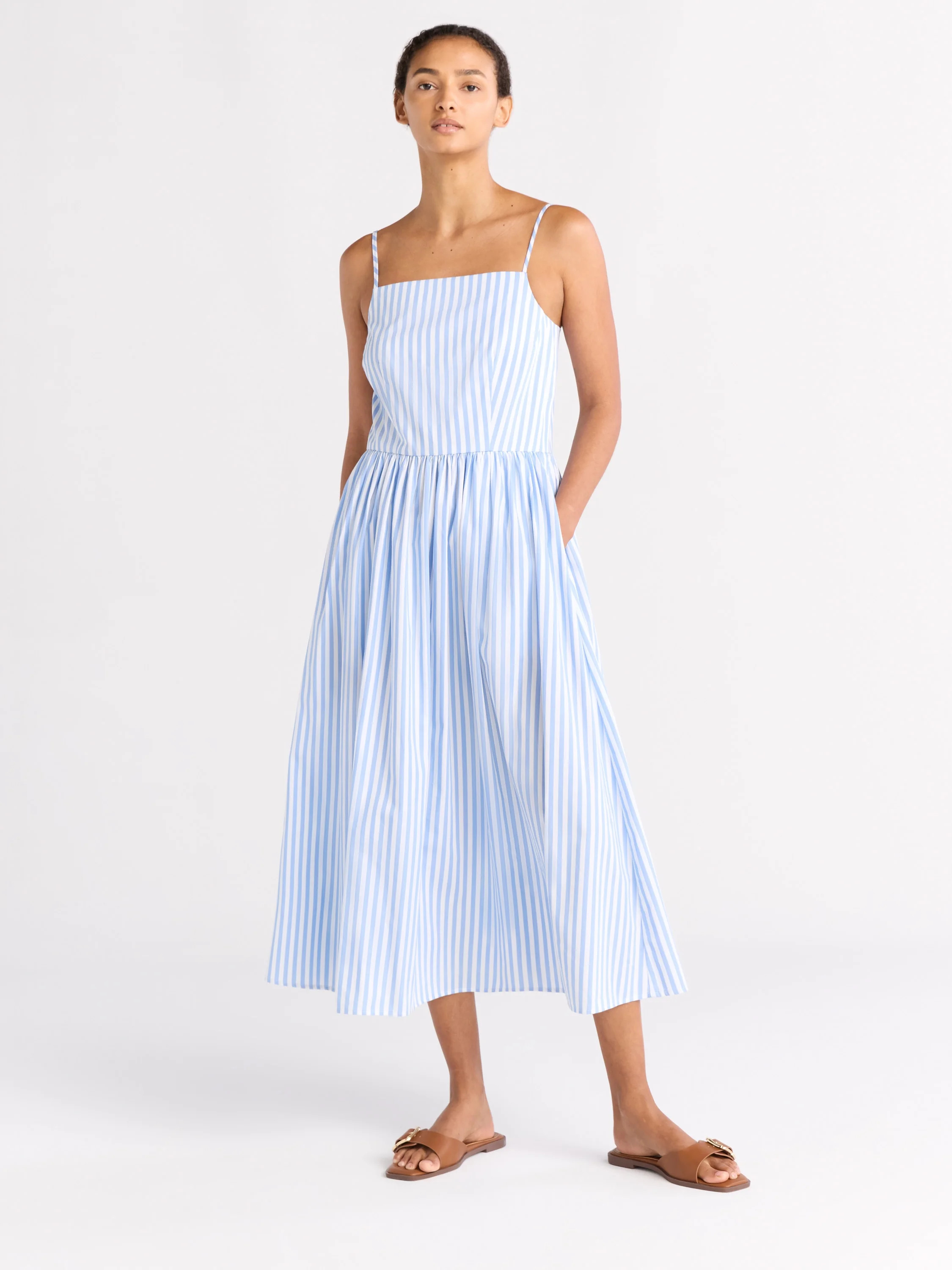 Free Assembly Women's Sleeveless Square Neck Midi Dress, Sizes XS-XXL | Walmart (US)