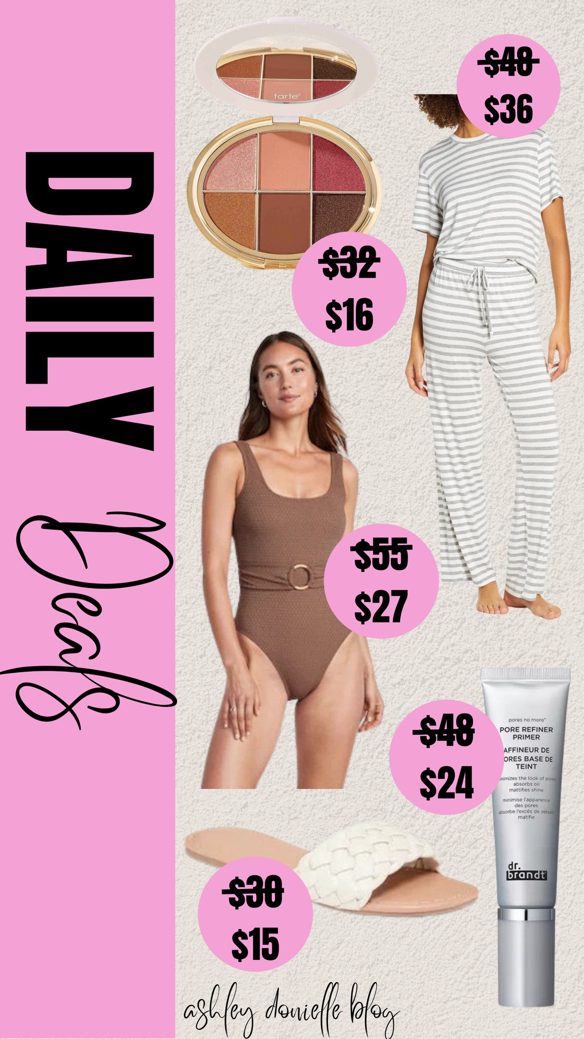 Daily deals!

One piece swimsuit, pajamas, eyeshadow palette, primer, slides. Sandals 

#LTKstyletip #LTKSeasonal #LTKsalealert