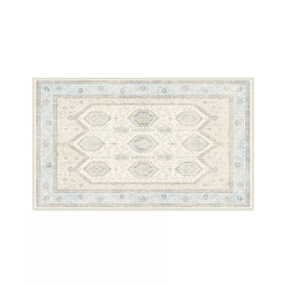 Ruggable Washable Bridgerton Crown Affair Opal Rug Ivory/Blue | Target