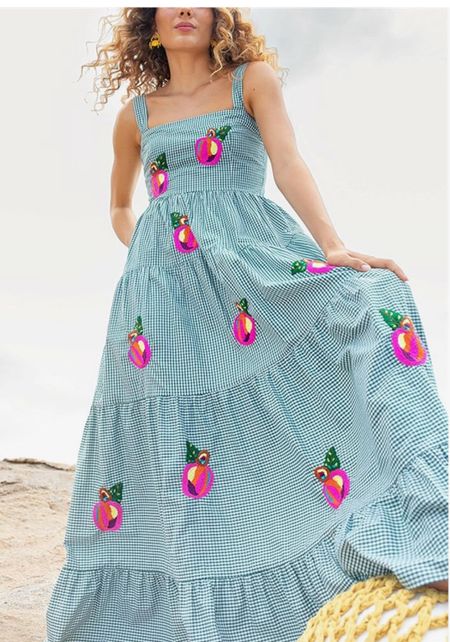 Green gingham embroidered maxi dress, vacation dress 

#LTKOver40 #LTKFindsUnder100 #LTKFindsUnder50
