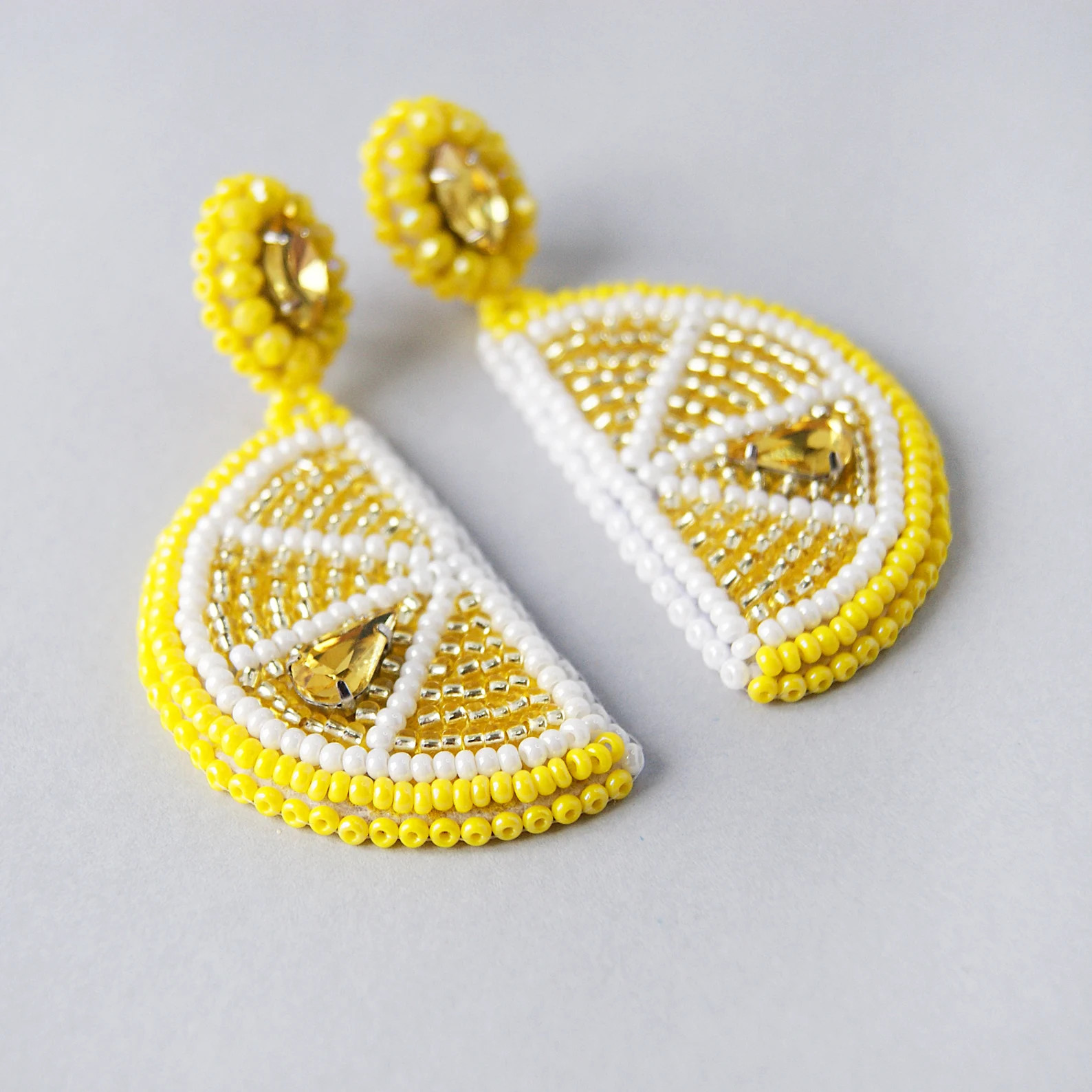 Bright Lemon Beaded Earrings, Summer Fruit Jewelry | Etsy (Global)