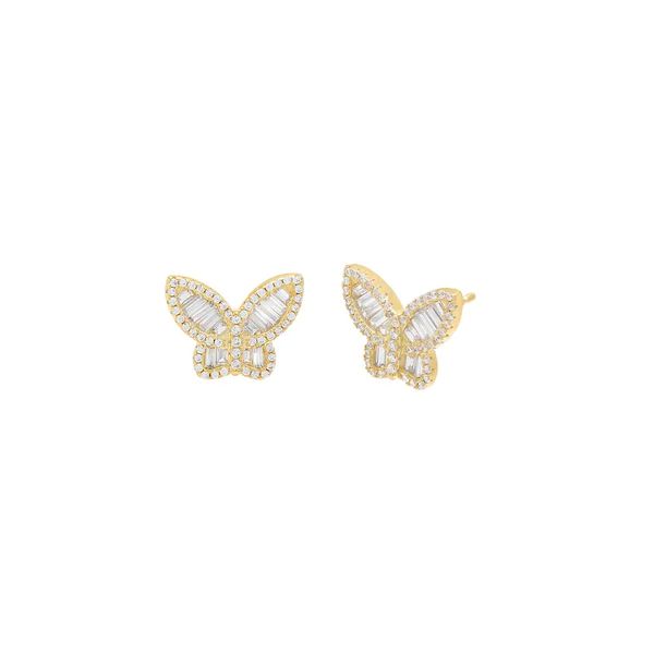 Pavé X Baguette Butterfly Stud Earring | Adina Eden