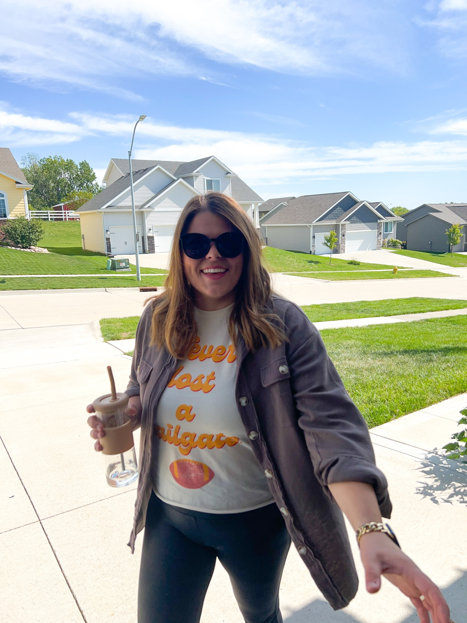 CustomCollege team tee
Tailgate tee
College football team tee from Etsy
Vintage football shirt
Size large 
Currently 20% off
Faux leather leggings from Walmart size large 
Free people Shacket dupe from amazon 

#LTKcurves #LTKSeasonal #LTKsalealert
