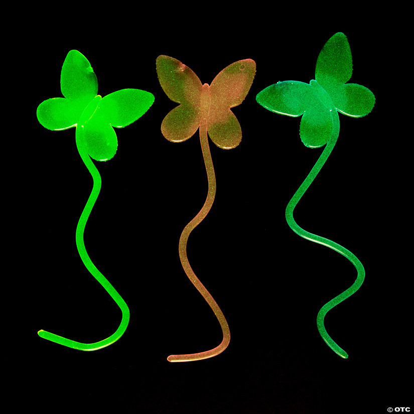 2" x 8" Glow-in-the-Dark Sticky Butterflies on String - 24 Pc. | Oriental Trading Company