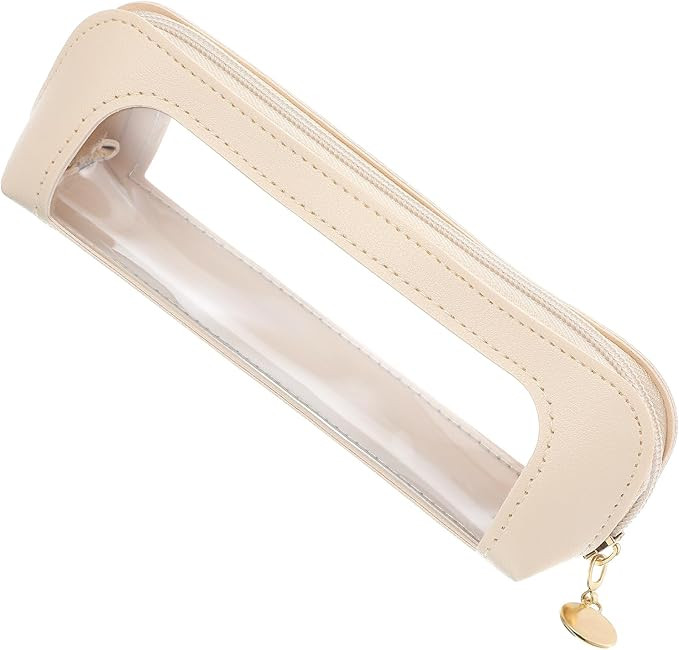 Clear Makeup Bag, Portable Transparent Cosmetic Organizer, PU Leather Makeup Brush Holder, Waterp... | Amazon (US)