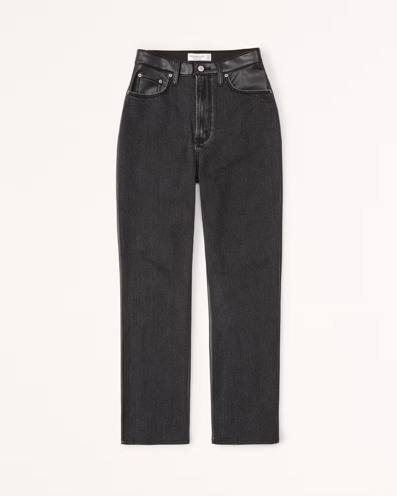 Mixed Fabric Curve Love Ultra High Rise Ankle Straight Jean | Abercrombie & Fitch (US)