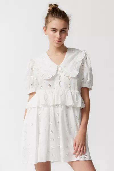 UO Scarlet Eyelet Mini Dress | Urban Outfitters (US and RoW)