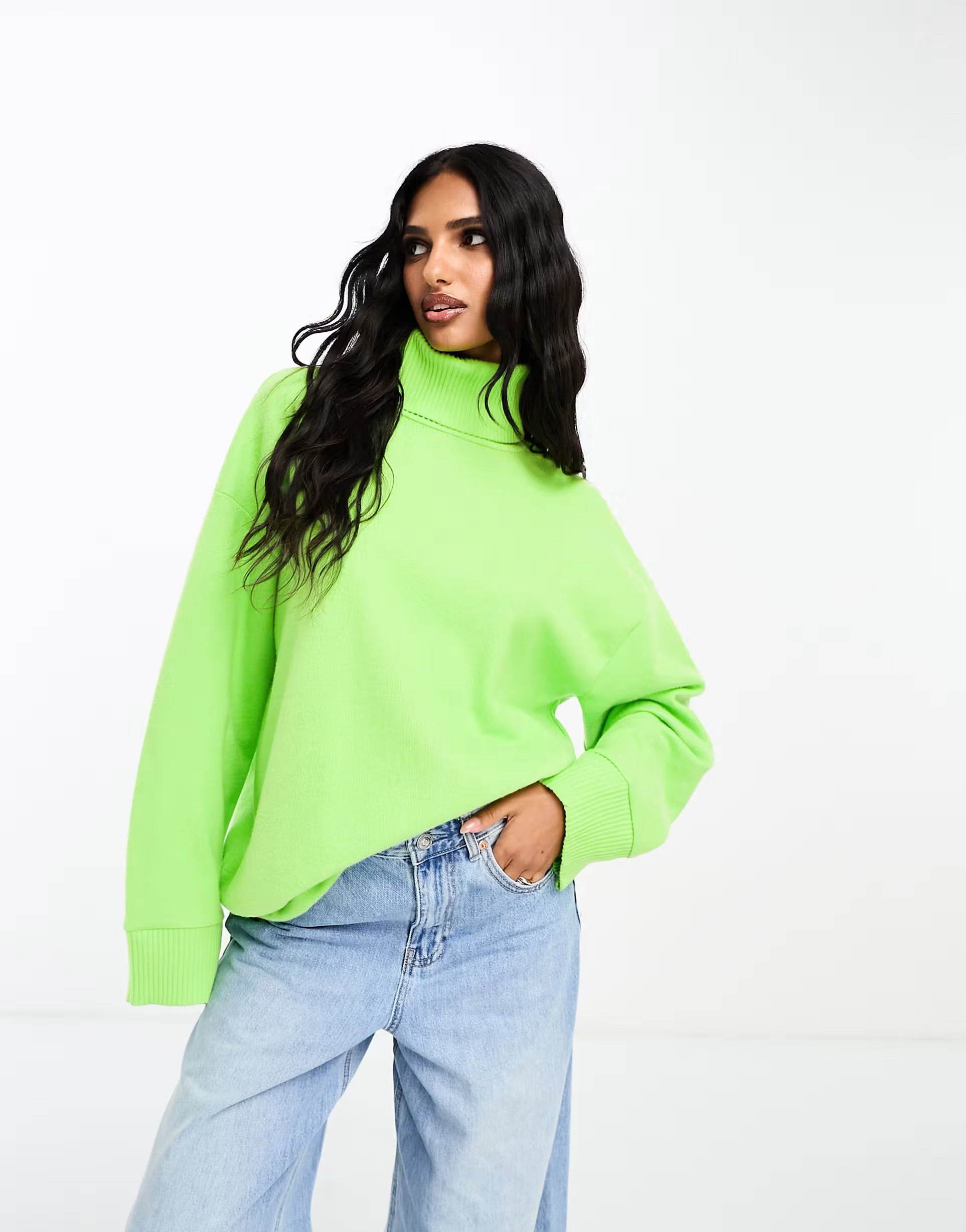 ASOS DESIGN - Superzachte lange coltrui in limoengroen | ASOS | ASOS (Global)