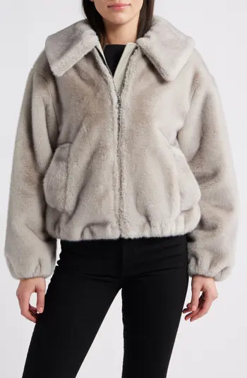 BCBGMAXAZRIA Channel Quilted Faux Fur Jacket | Nordstrom | Nordstrom