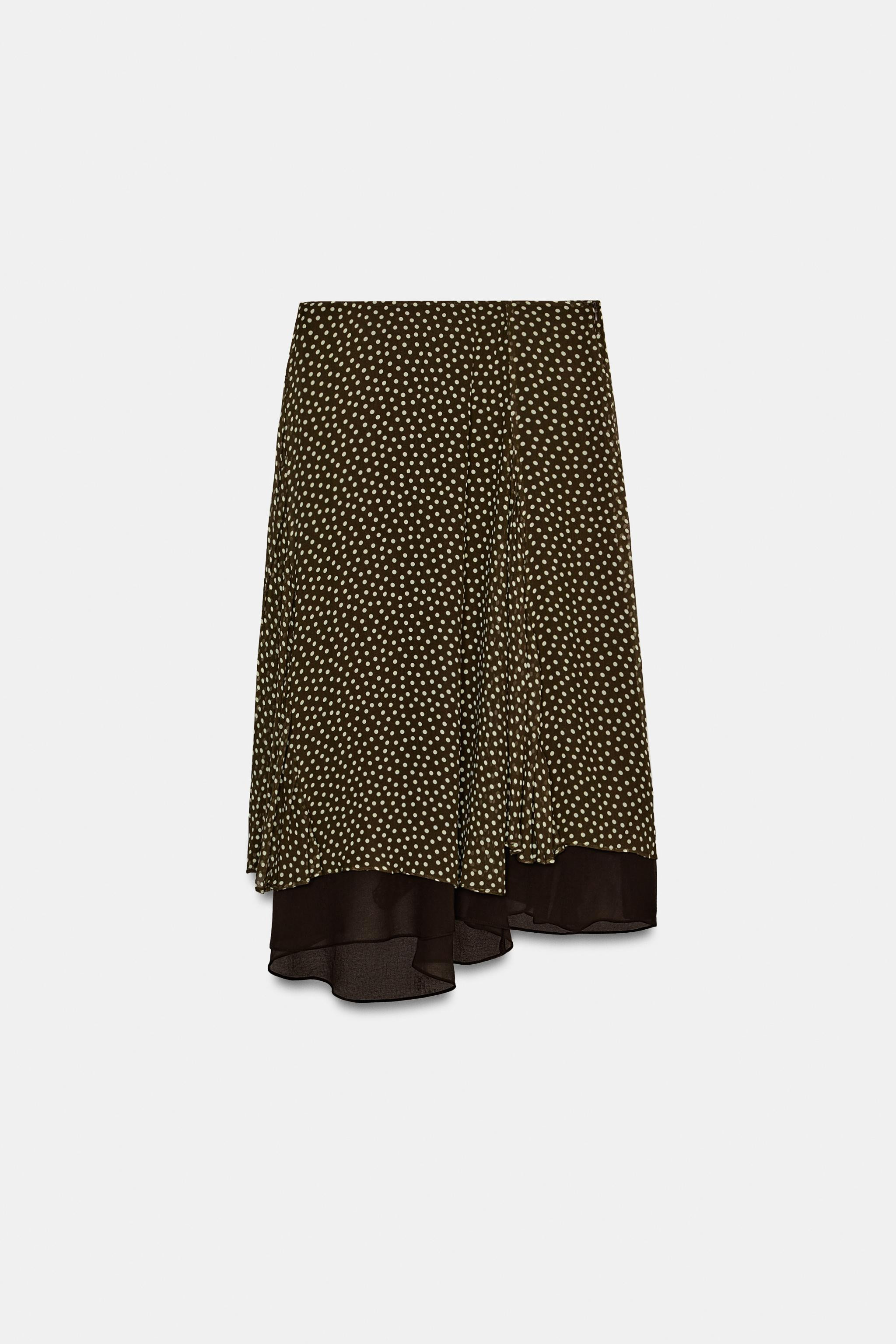 ZW COLLECTION ASYMMETRIC POLKA DOT SKIRT | Zara UK