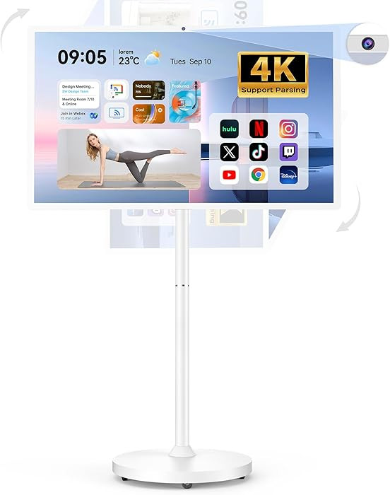 Bisprico 32" Portable Smart TV on Wheels, Qualcomm CPU, EDLA-Certified, Built-in 22000mAh Battery... | Amazon (US)