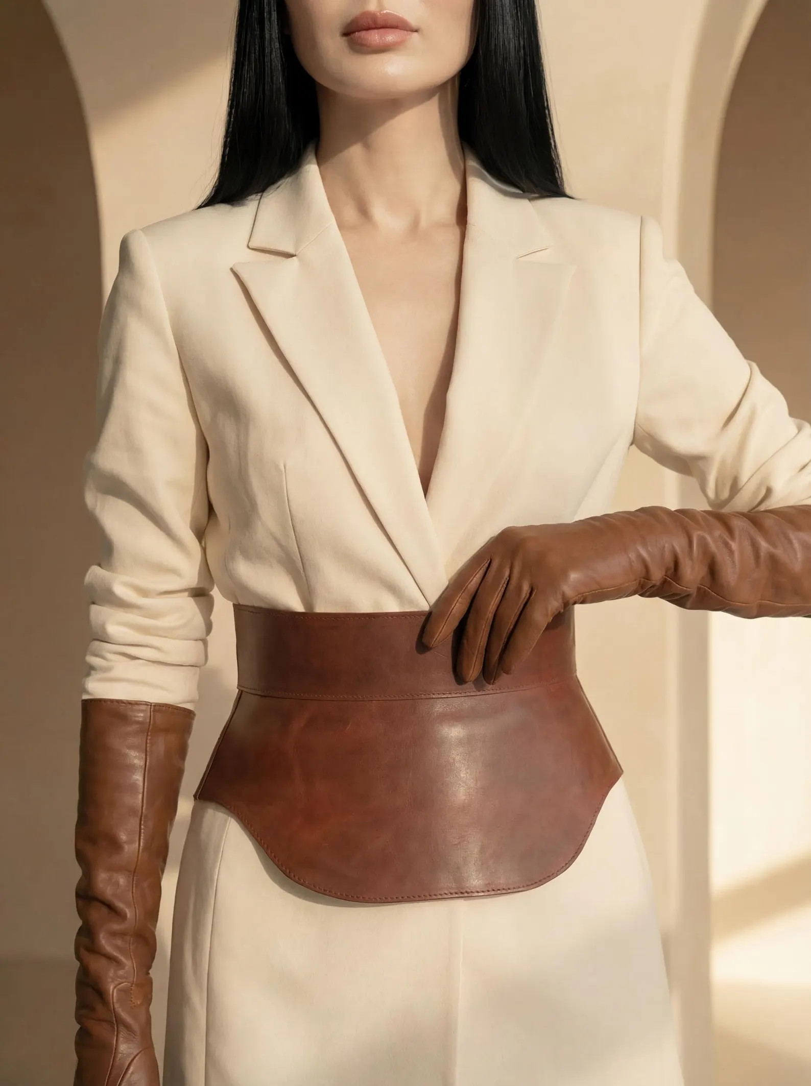 Crazy Horse Leather Peplum Belt - Corset Style Waist Cincher | Etsy (Global)