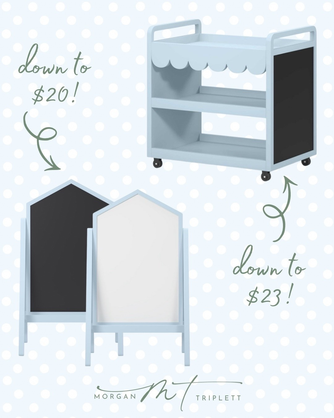 🚨 Clearance find alert! 🚨

If you’re already thinking ahead to Christmas, birthdays, or just refreshing your playroom, these deals are too good to pass up!

🩵Scalloped Rolling Cart – just $23!
This is the sweetest little cart and so much more than toy storage! I love it as:
• An art cart with supplies organized by shelf
• A LEGO cart with bins underneath and a building station on top
• A book cart for a reading nook
• A homeschool or homework station

🤍Dry Erase + Chalkboard Combo – only $20!
Perfect for little artists, practicing letters and numbers, homeschool lessons, or imaginative play. I love that you get both a chalkboard and dry erase board in one!

#LTKmomlife #LTKKids #LTKSaleAlert