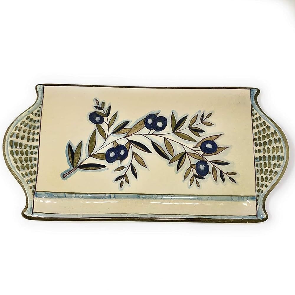 Italian Ceramic Art Cheese Tray Plate Appetizer Centerpieces Decorated Country Pottery Hand Paint... | Amazon (US)