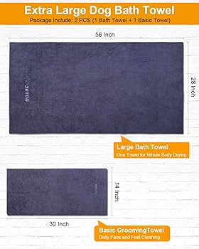 2-PCS Fast Drying Dog Towels - 56 x 28 Inch Ultra Soft & Absorbent Large Dog Towel with 30 x 14 I... | Amazon (US)