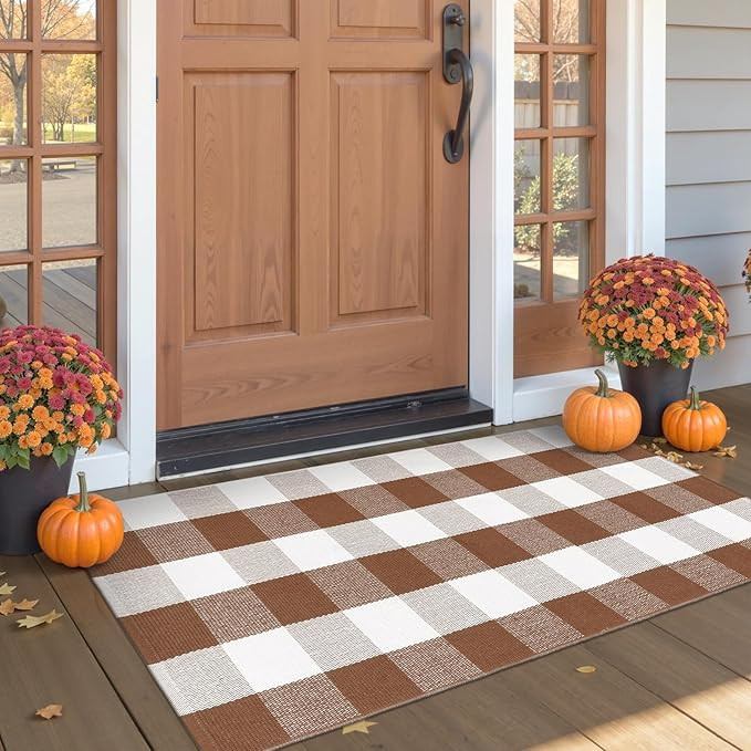 Buffalo Plaid Checkered Rug 24"x51" Fall Door Mat Front Door Rug, Washable Front Door Mats Outdoo... | Amazon (US)