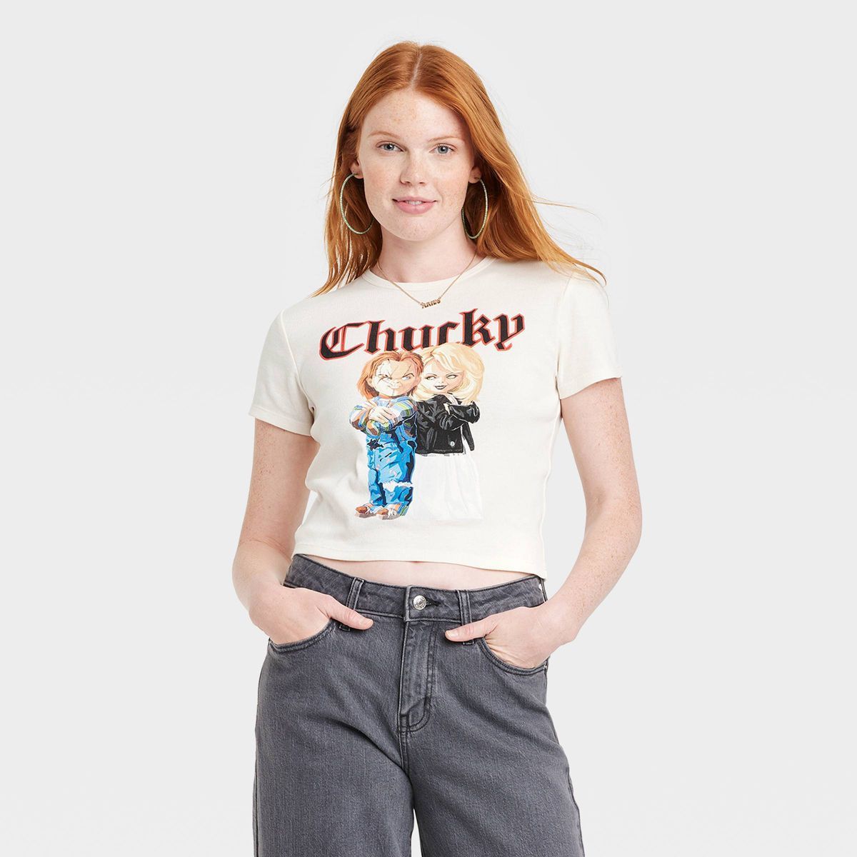 Women's Chucky Short Sleeve Graphic Baby T-Shirt - Ivory | Target