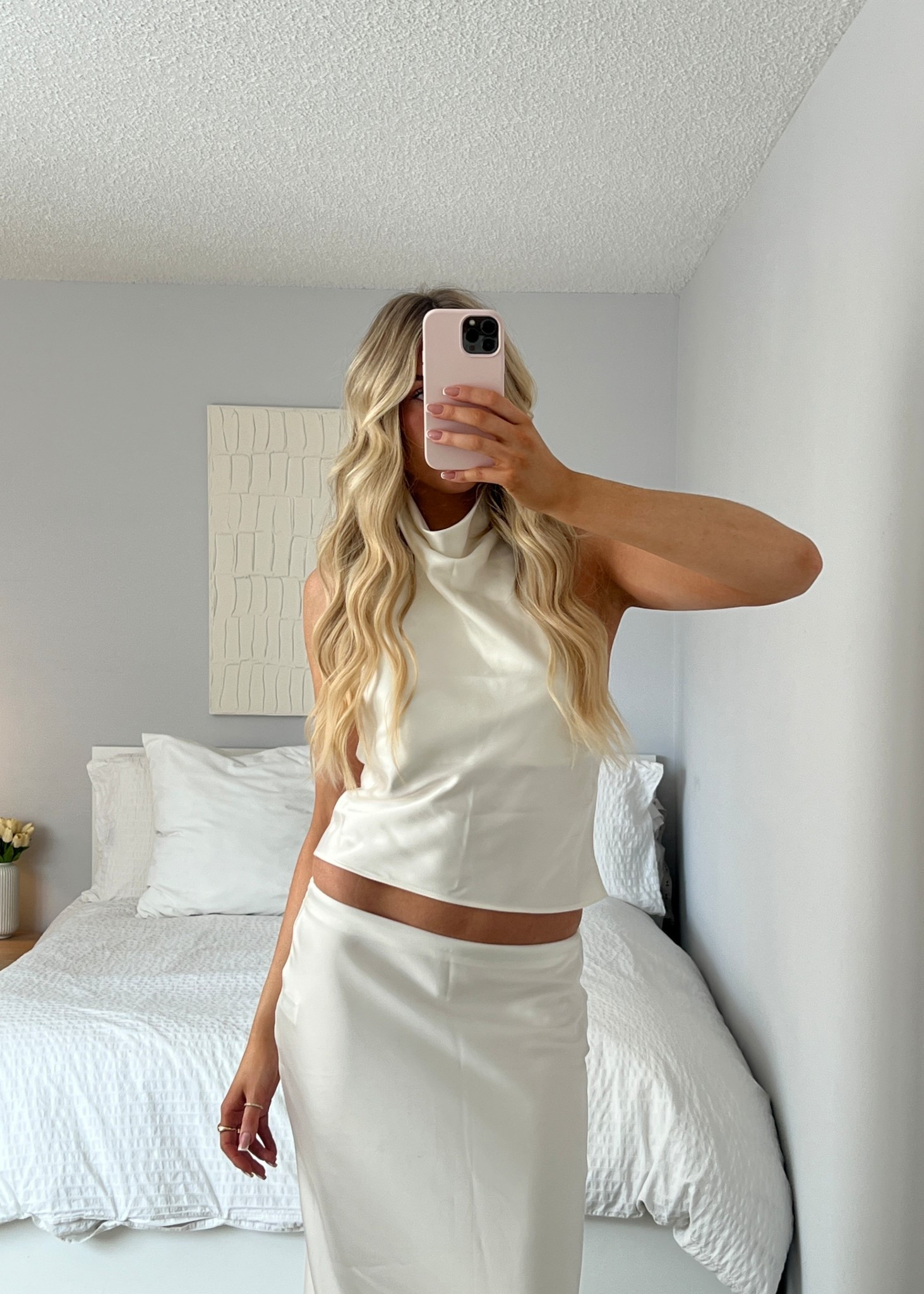 Zara white satin set