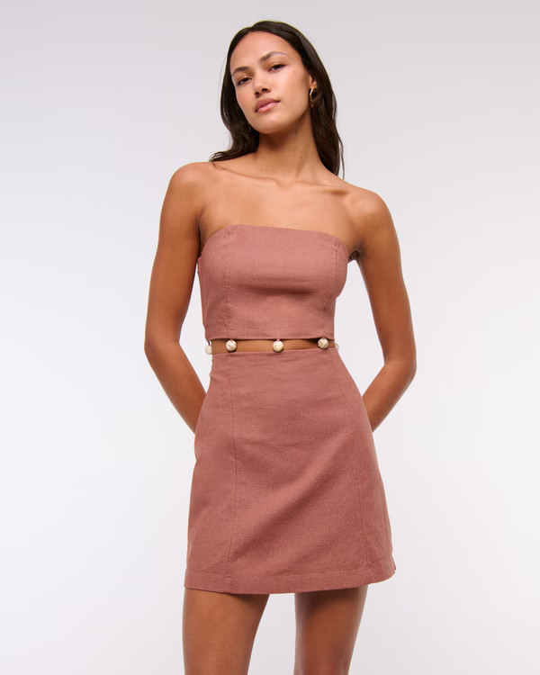 Beaded Strapless Mini Dress | Abercrombie & Fitch (US)