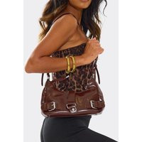 Olin Buckle Detail Shaped Shoulder Bag In Brown Faux Leather, Women's Size UK One Size | EGO (UK)