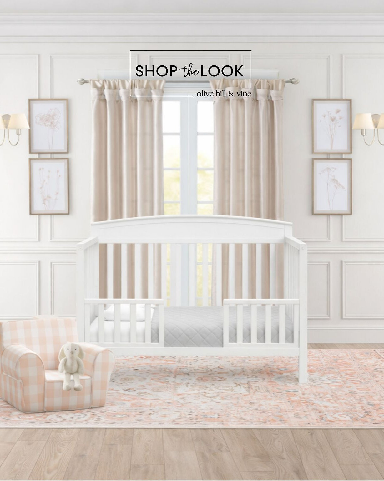 Soft blush tones and cozy textures bring this nursery to life. A crisp white crib, vintage-inspired rug, gingham chair, and delicate botanical art create a calm, airy space that feels timeless, sweet, and ready to welcome baby home.  

 

#LTKHome #LTKBaby #LTKBump