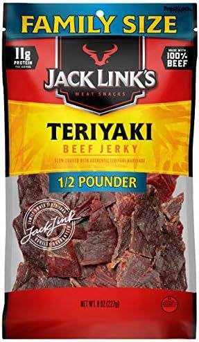 Jack Link's Beef Jerky, Teriyaki, ½ Pounder Bag - Flavorful Meat Snack, 11g of Protein and 80 Calori | Amazon (US)