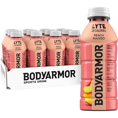 BODYARMOR LYTE, Peach Mango, Electrolyte Drink, 20 Calories, 16 Fl Oz Bottles (12 Pack), Coconut Water Sports Drink, Natural Flavor & B Vitamins | Amazon (US)