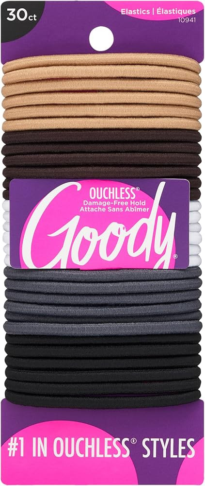 Goody Ouchless Elastic Hair Ties - 30 Ct, Assorted Neutral, 4MM Rubber Bands for Hair, Pain-Free ... | Amazon (US)