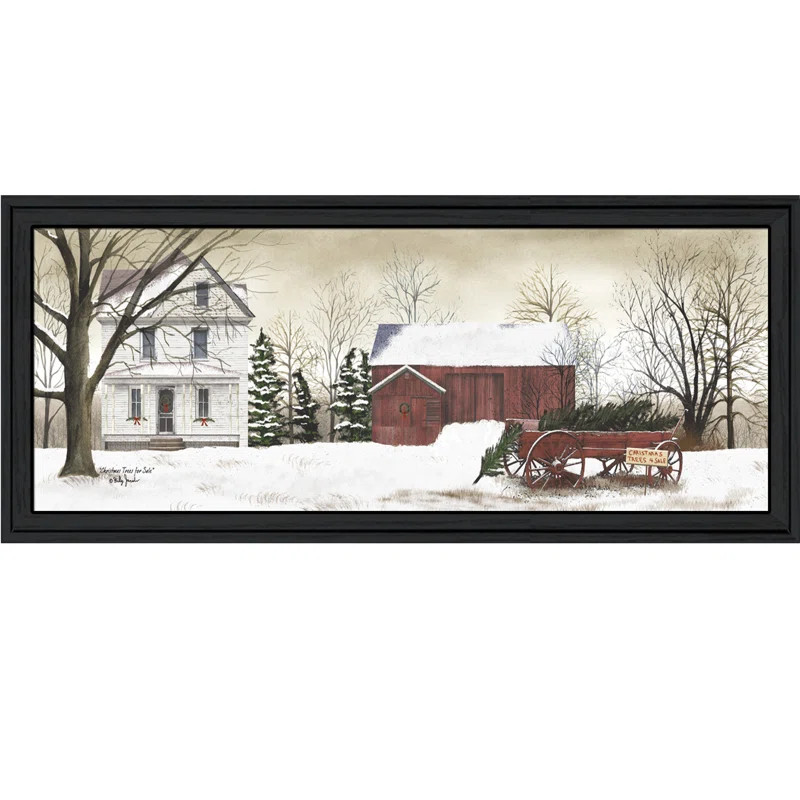 August Grove Christmas Trees for Sale Framed Wall Art for Living Room, Home Wall Decor by Billy J... | Wayfair North America
