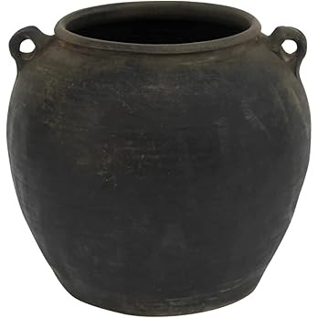 Artissance Vintage Charcoal Gray Ceramic Pottery Jar – Large 12'' Decorative Vase with Dual Han... | Amazon (US)