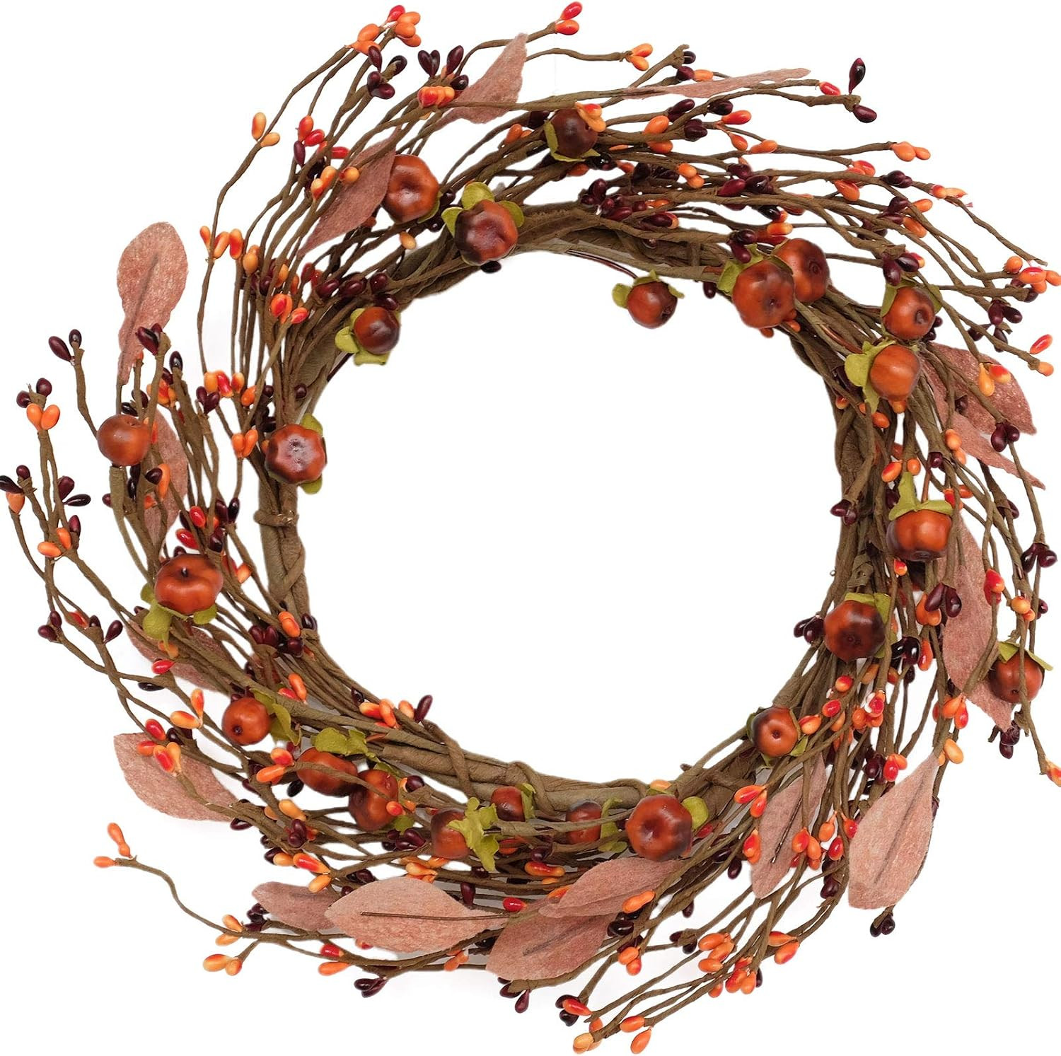 Mini Pumpkin Pip Berry Wreath for Front Door 12 Inches Fall Wreath Indoor Festival Celebration Party Decoration (1 Pack) | Amazon (US)
