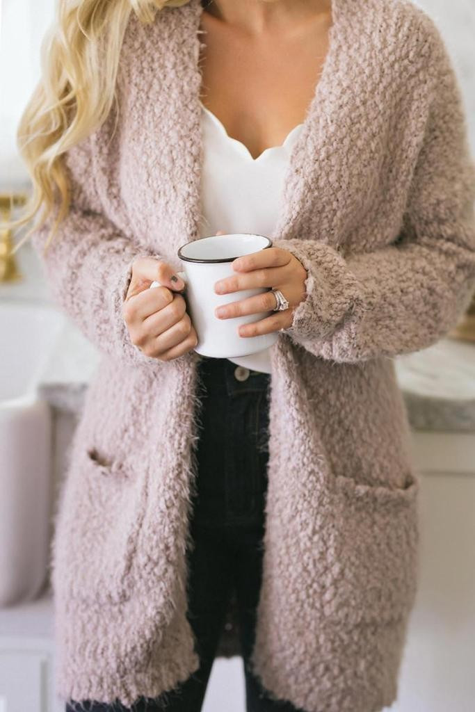 Ivy Mauve Popcorn Knit Cardigan | Morning Lavender