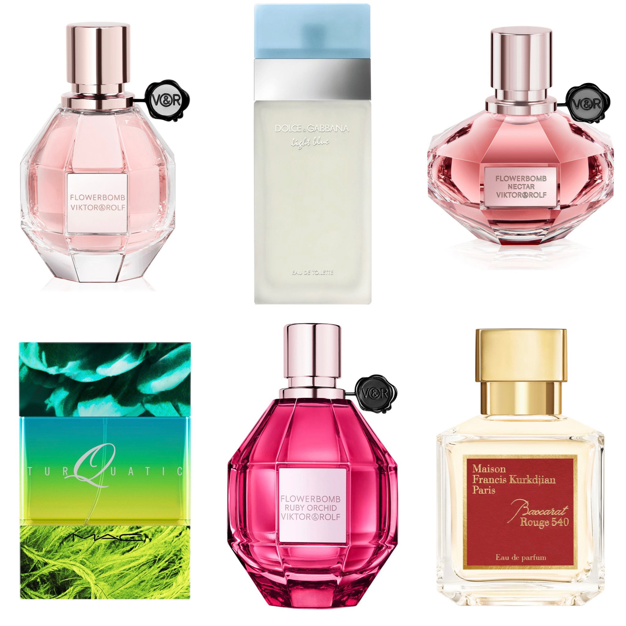 Nordstrom Favorite Perfumes

1. Viktor & Rolf Flowerbomb Eau De Parfum 
2. Dolce & Gabbana Light Blue Eau De Toilette 
3. Viktor & Rolf Flowerbomb Ruby Orchid Eau De Parfum
4. MAC Cosmetics Turquatic
5. Viktor & Rolf Flowerbomb Nectar Eau De Parfum
6. Maison Francis Kurkdijan Baccarat Rouge 540

#LTKFind #LTKU #LTKbeauty
