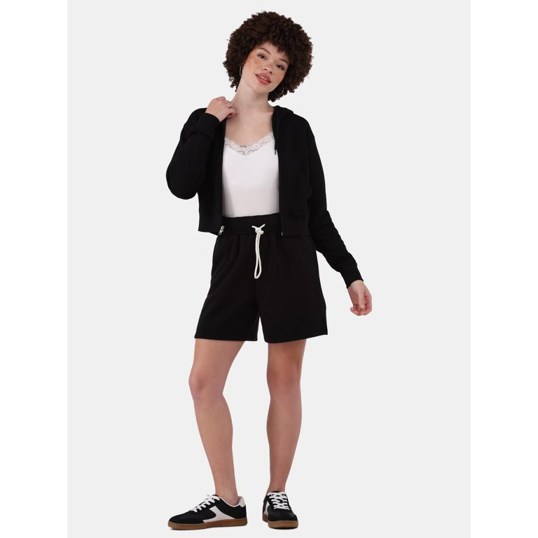 No Boundaries Cropped Fleece Zip Hoodie, Women’s - Walmart.com | Walmart (US)